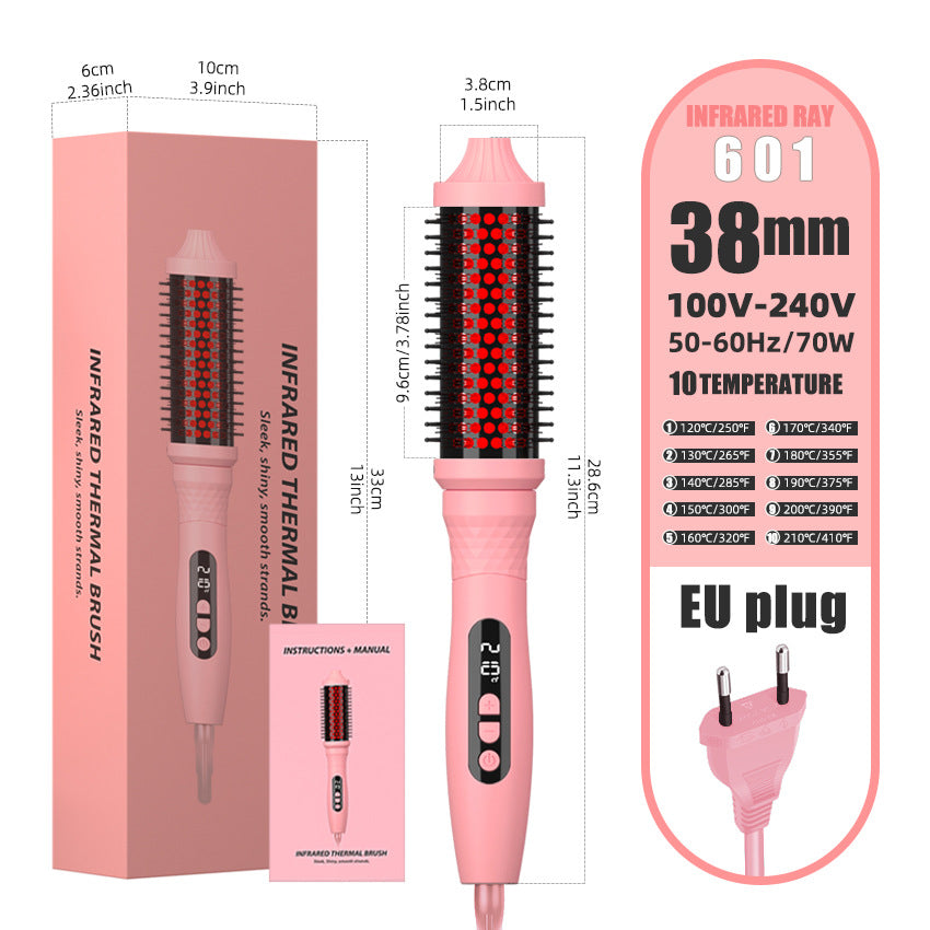 Anitrendy Infrared Curling Iron 2-in-1 Hair Straightener Brush – Dual-Purpose Electric Hot Brush with LCD & 10 Temperature Settings