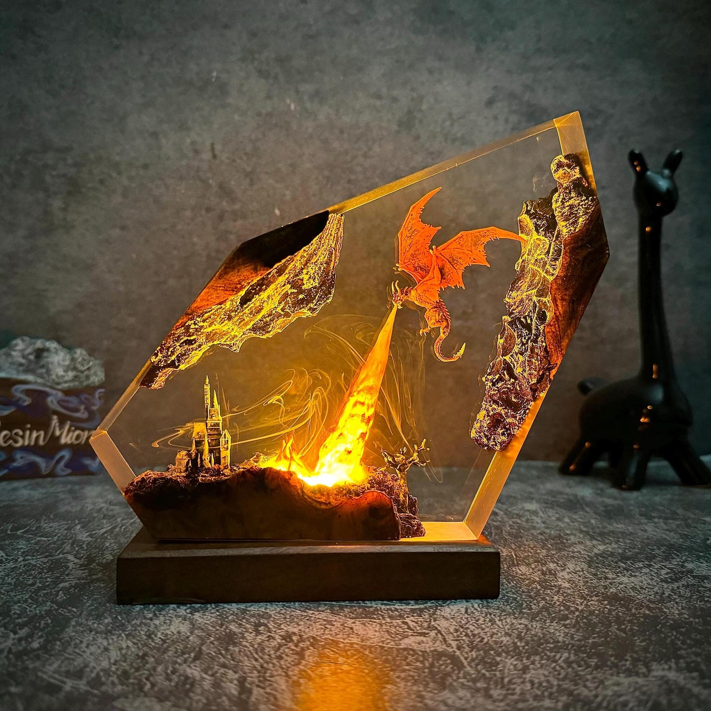 Fantasy Dragon Castle Resin Night Lamp – LED Table Light with Lava Glow & Enchanted Display