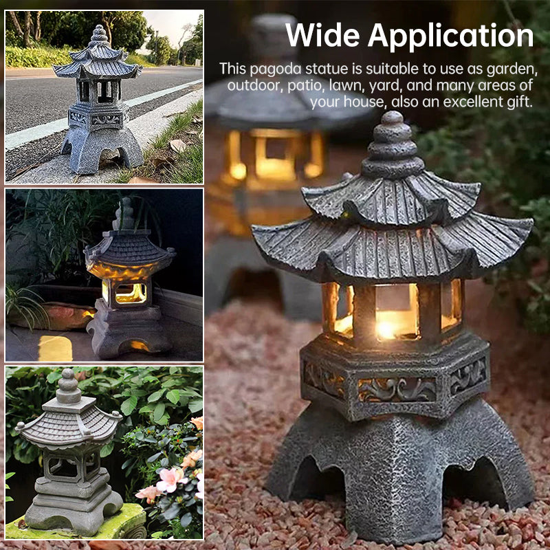 Solar Japanese Garden Lantern – Pagoda-Style Zen Light for Outdoor Decor