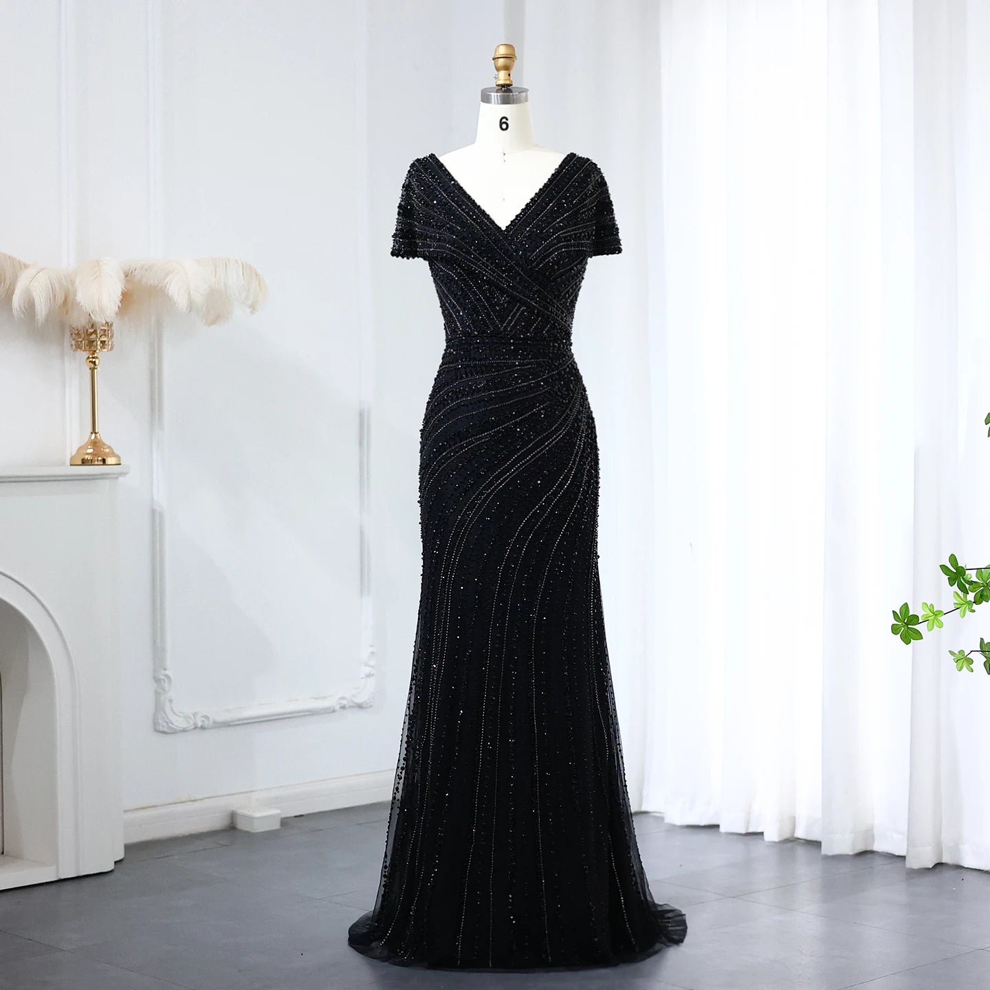 Sharon Said Luxury Dubai Silver Nude Mermaid Evening Dress for Women Wedding Cap Sleeve Arab Formal Party Gowns SS045 Customized