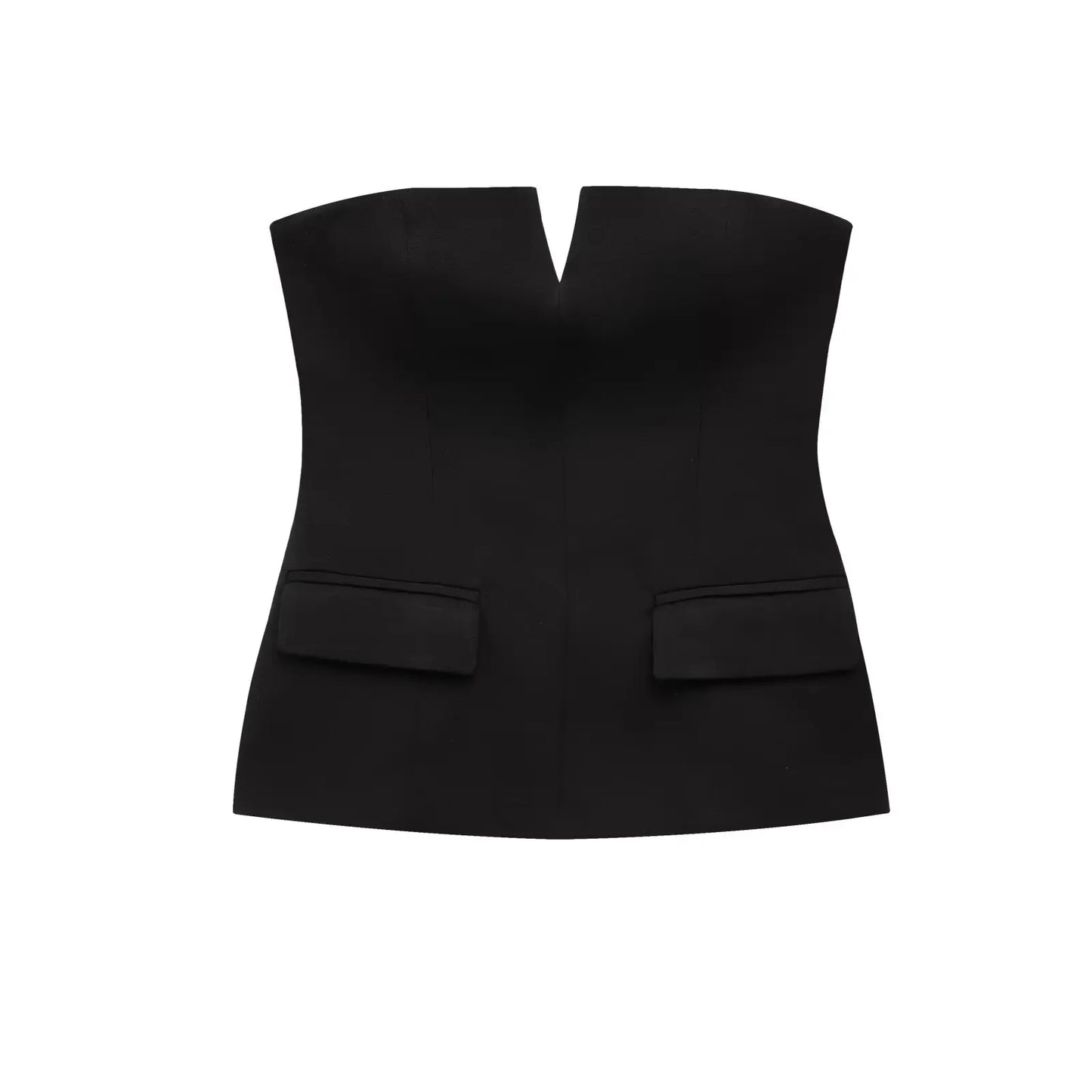 Strapless Crop Top – Anitrendy Solid Tube Top for Women, Office Lady Spring Summer Sleeveless Tee, UK Trend Street Style