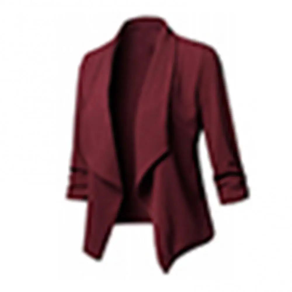 Oversize Cardigan Open Front – Solid Color Long Sleeve Slim Fit Office Lady Coat, S to 5XL