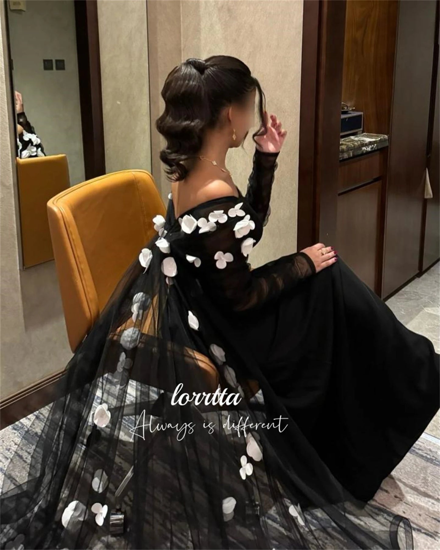 Lorrtta Customized Decoration Evening Dress Black Grace Elegant Party Dresses for Women Luxury Wedding Sharon Happy فساتين سهرة