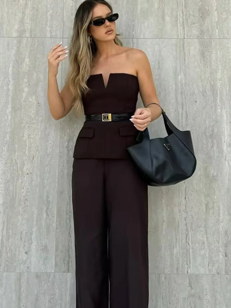 Strapless Crop Top – Anitrendy Solid Tube Top for Women, Office Lady Spring Summer Sleeveless Tee, UK Trend Street Style