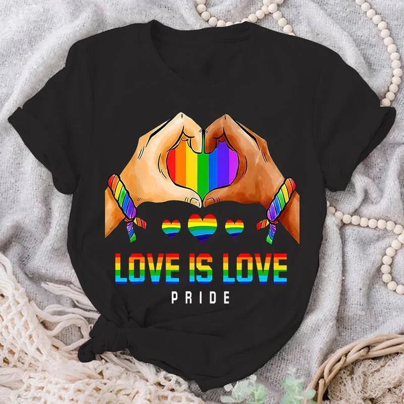 Love Is Love Pride T-Shirt – Anitrendy Women’s Harajuku Cotton Shirt, Casual Summer Plus Size UK