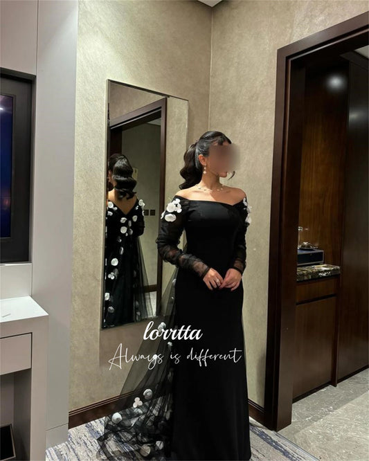 Lorrtta Customized Decoration Evening Dress Black Grace Elegant Party Dresses for Women Luxury Wedding Sharon Happy فساتين سهرة