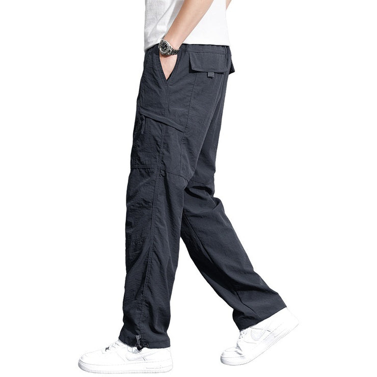 Men's summer thin multi pocket straight leg workwear pants