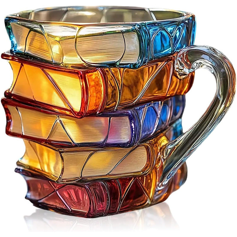 Painted Book Lover Mug – Unique 3D Resin Novelty Coffee Mug for Readers & Gift Collectors