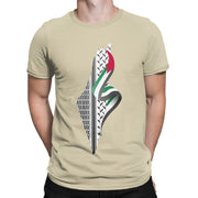 Retro Palestine Map T-shirt Men's Round Neck Cotton T-shirt Short sleeved T-shirt