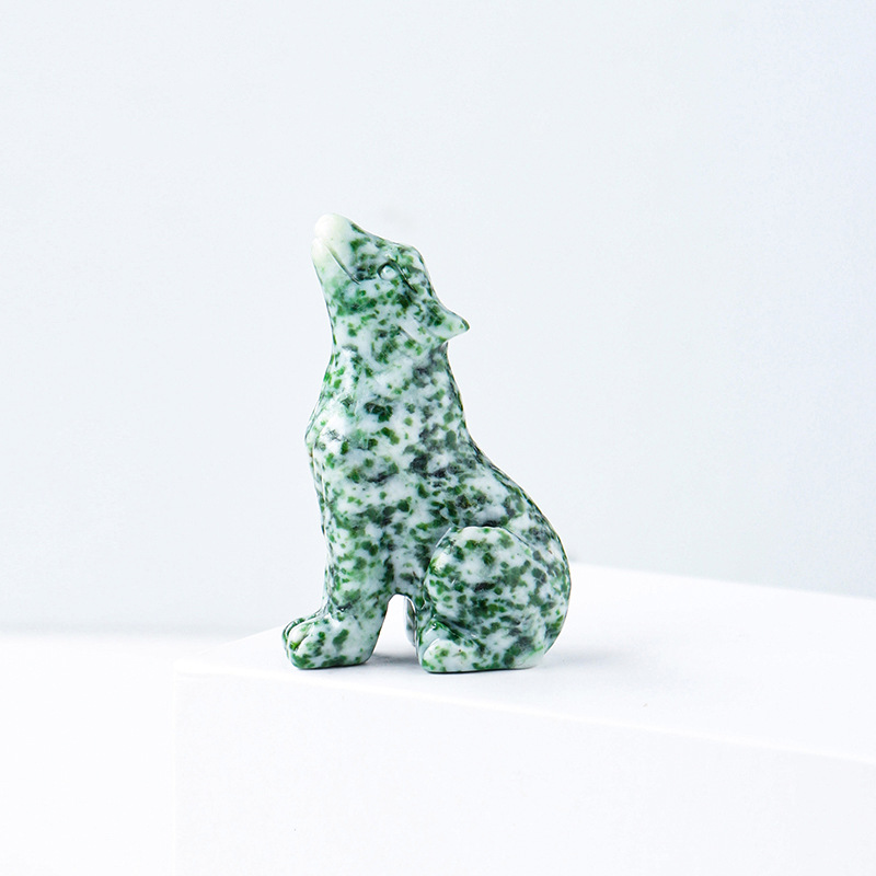 Crystal Wolf Cub Figurine – Natural Gemstone Animal Ornament | crystal Decoration Item