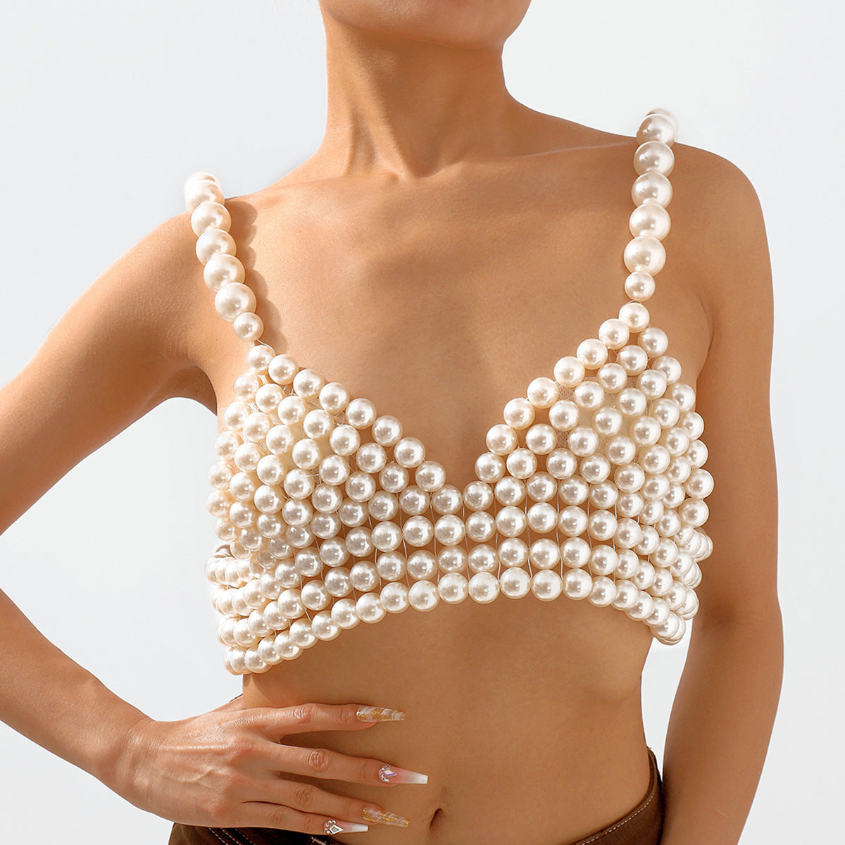 European and American personality sexy bikini pearl sling beach vacation beaded fashionable modern chest ornament