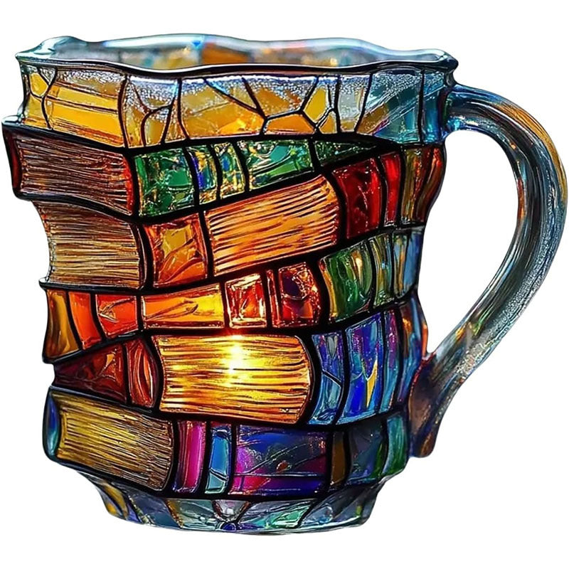 Painted Book Lover Mug – Unique 3D Resin Novelty Coffee Mug for Readers & Gift Collectors