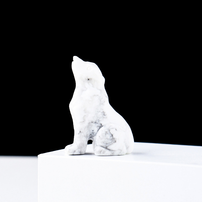 Crystal Wolf Cub Figurine – Natural Gemstone Animal Ornament | crystal Decoration Item