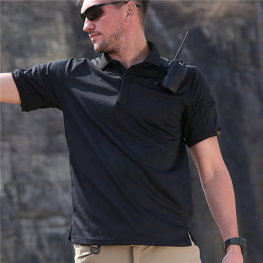 Consul collar short sleeved multifunctional quick drying outdoor men's sports sweat wicking quick drying clothes elastic tactical T-shirt