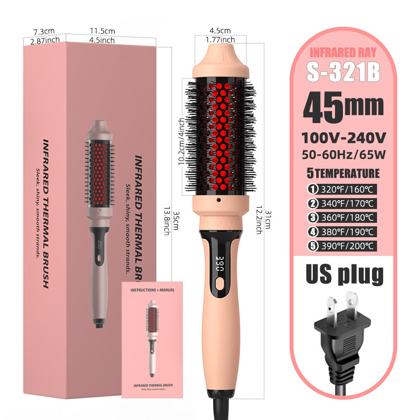 Anitrendy Infrared Curling Iron 2-in-1 Hair Straightener Brush – Dual-Purpose Electric Hot Brush with LCD & 10 Temperature Settings