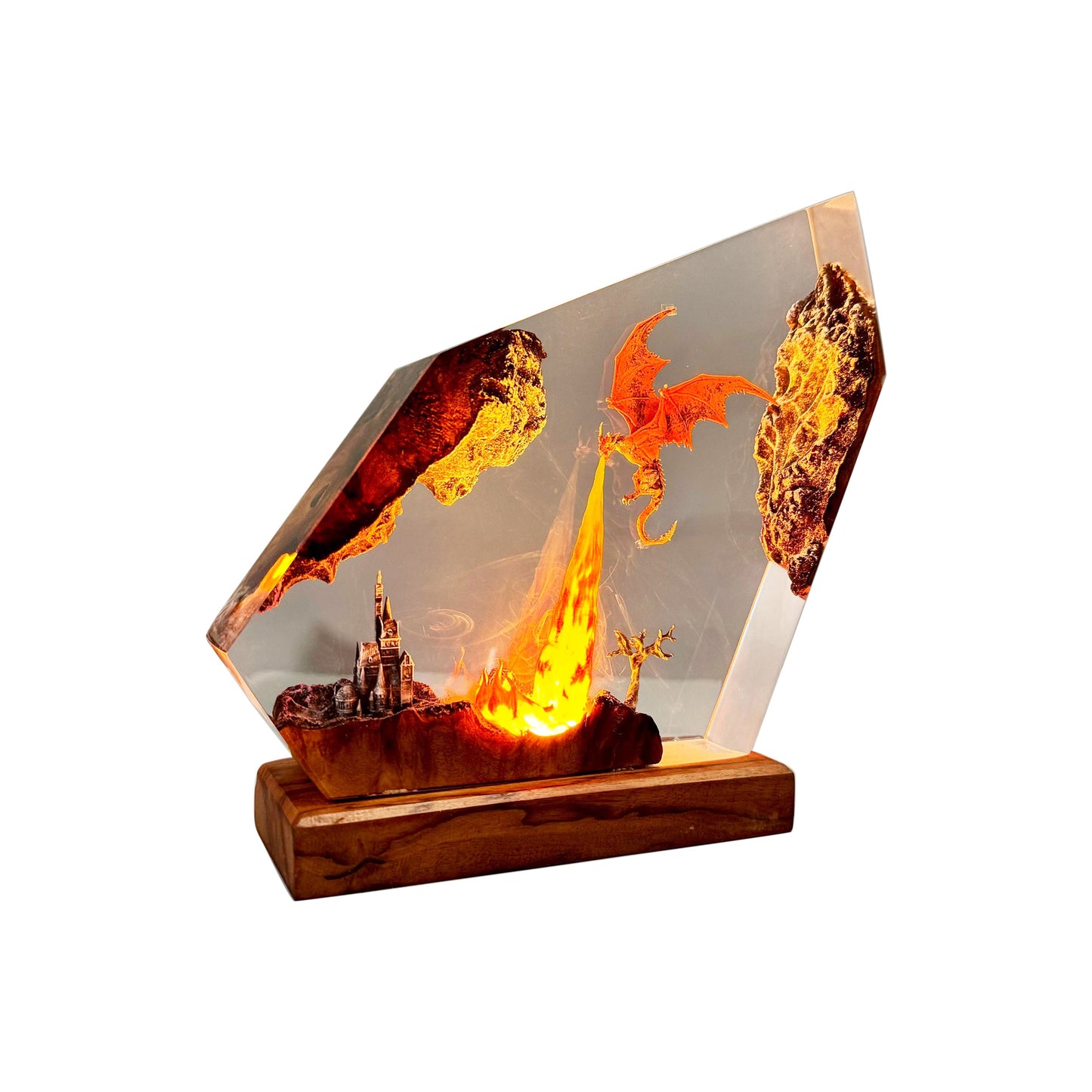 Fantasy Dragon Castle Resin Night Lamp – LED Table Light with Lava Glow & Enchanted Display