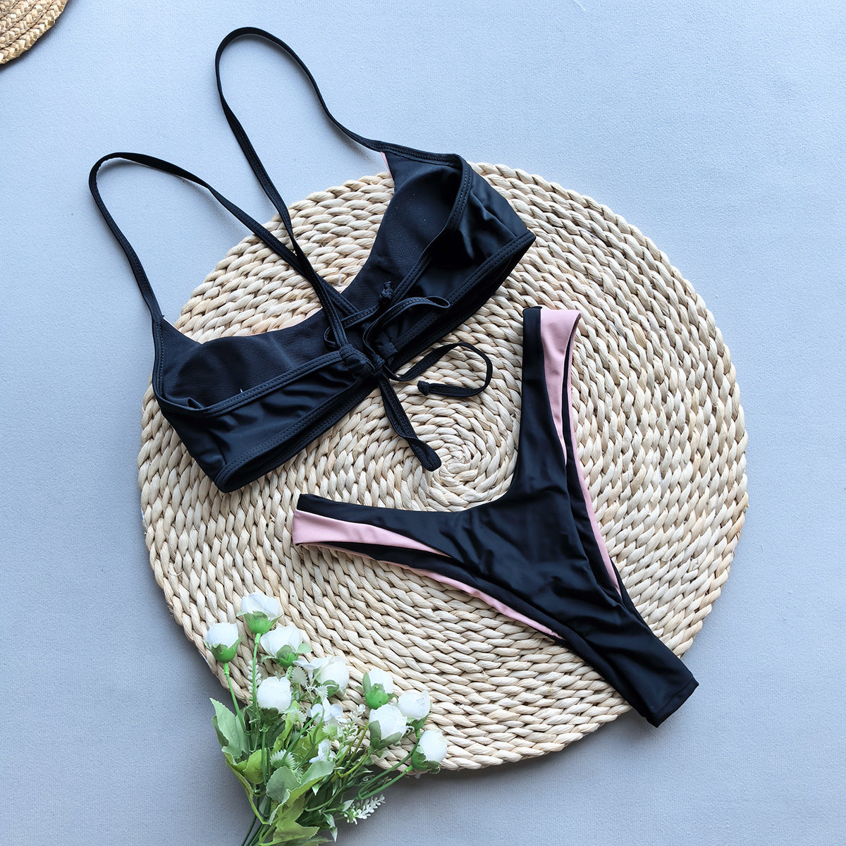 Style Bikini Set with Splicing Design for Women