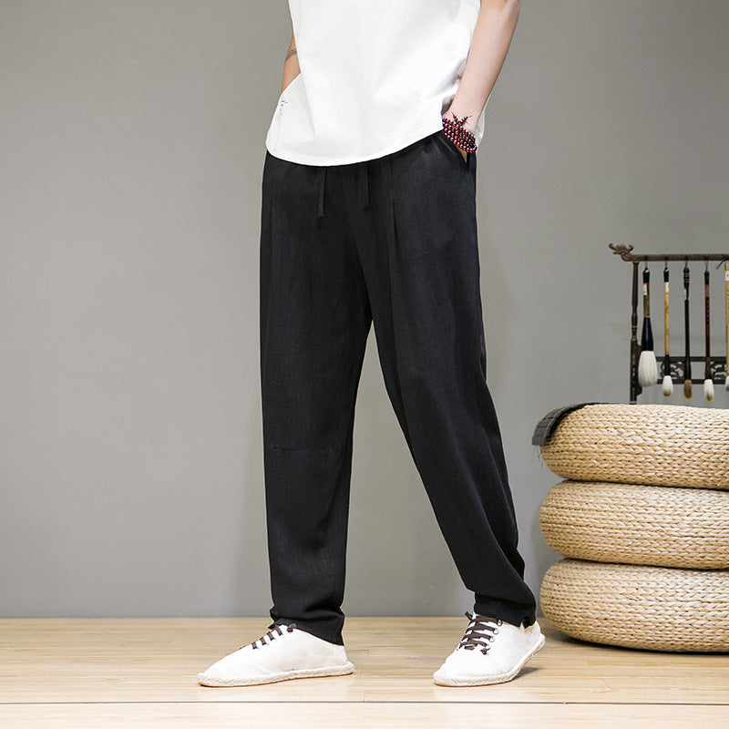 Cotton Linen Plus Size Casual Pants Men's Linen Trousers  Style Thin Trendy Long Pants