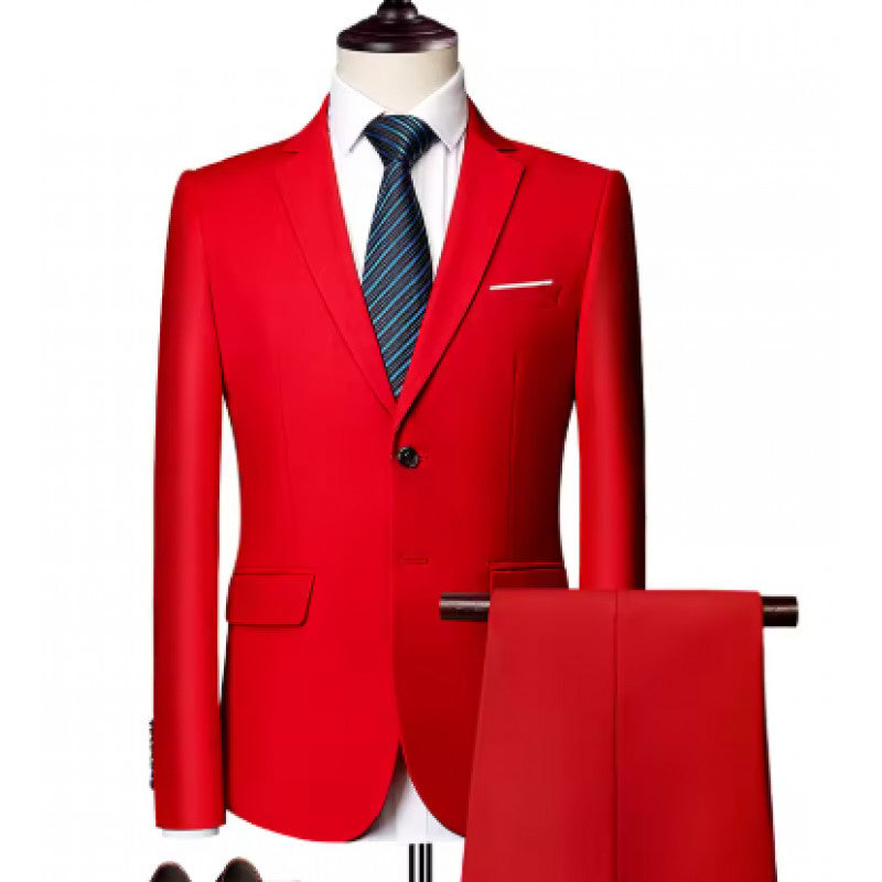 Business Casual Suit Set -  Style Slim Fit Men's Two-Piece Suit