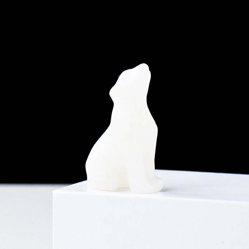 Crystal Wolf Cub Figurine – Natural Gemstone Animal Ornament | crystal Decoration Item