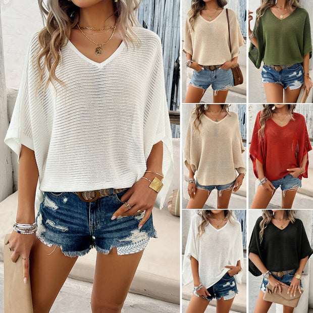 Lady's spring and summer casual loose hollow sweater