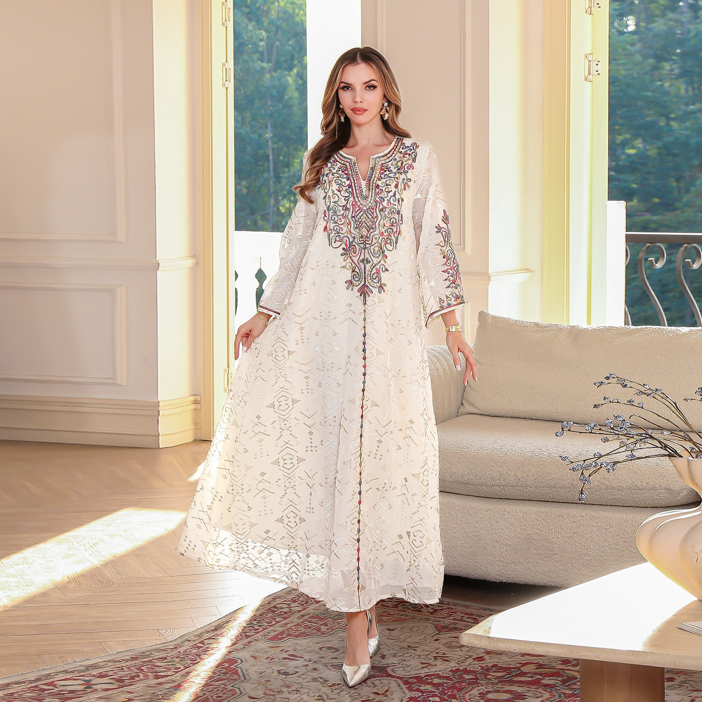 Middle East Muslim Long Robe Embroidered Women's Long Dress