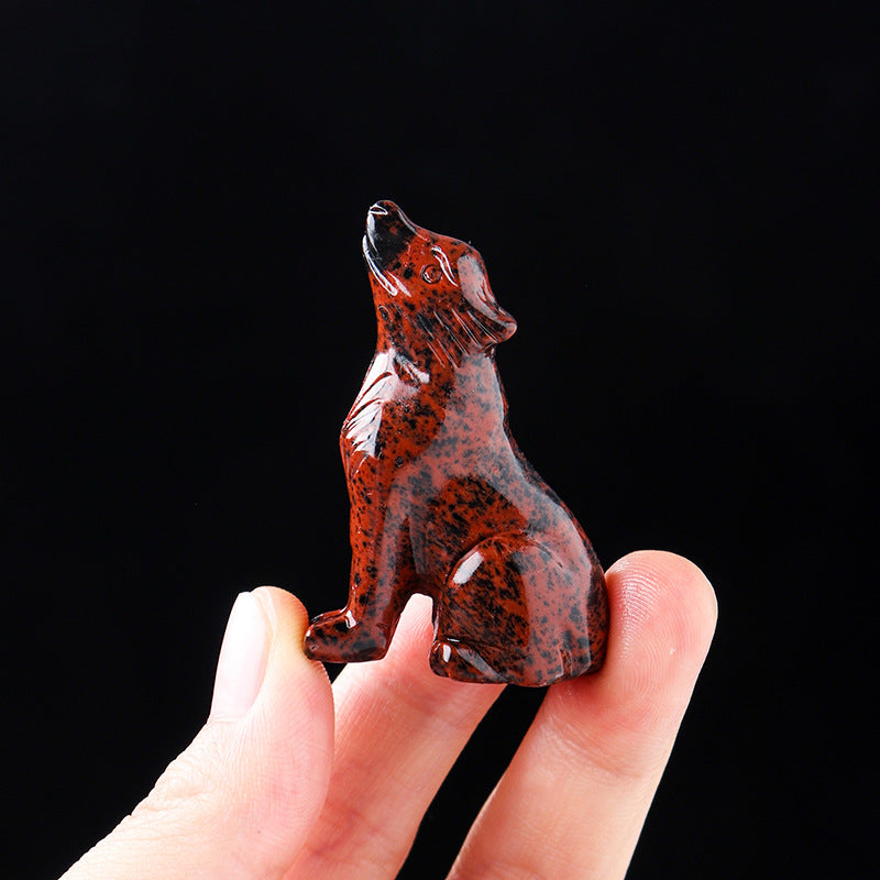 Crystal Wolf Cub Figurine – Natural Gemstone Animal Ornament | crystal Decoration Item