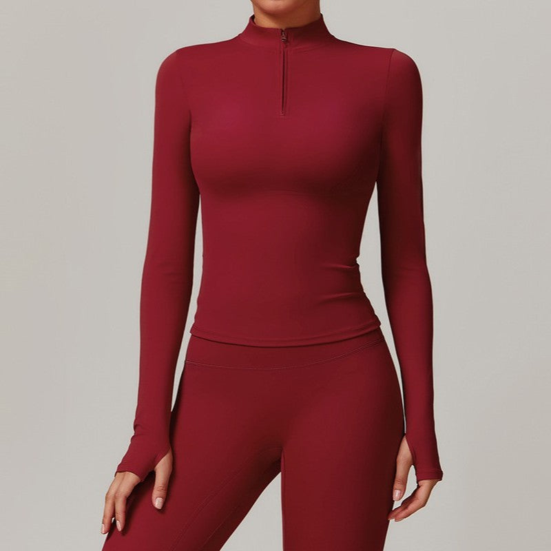 Autumn and winter quick drying long sleeved yoga clothes, outdoor training running T-shirts, sports fitness clothes, tops