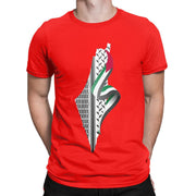 Retro Palestine Map T-shirt Men's Round Neck Cotton T-shirt Short sleeved T-shirt