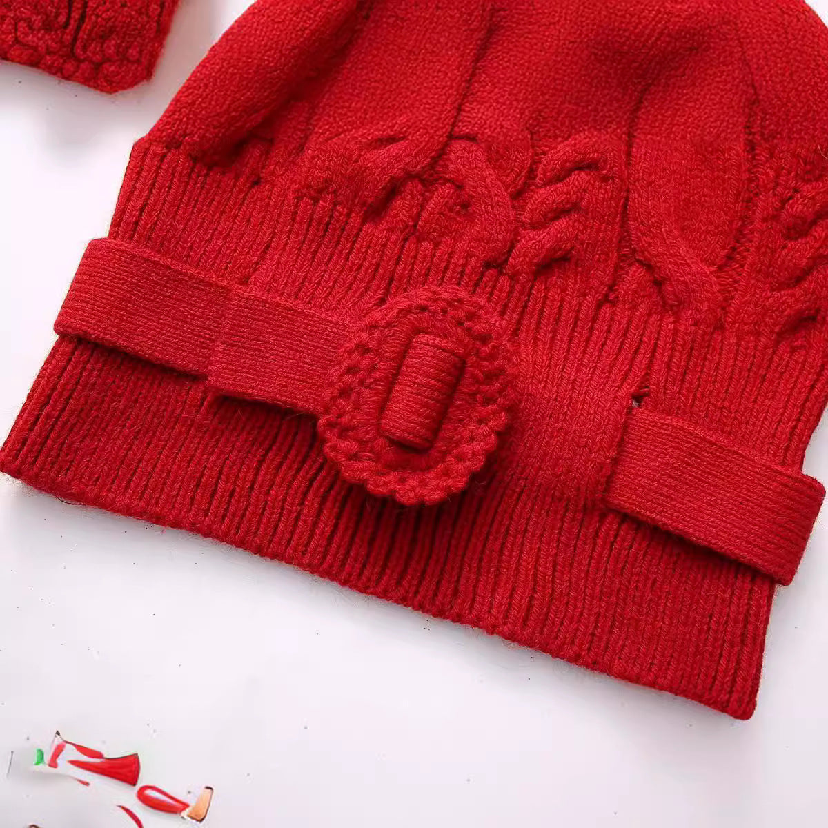 European and American style women's clothing French fashion versatile high neck with belt knitted sweater