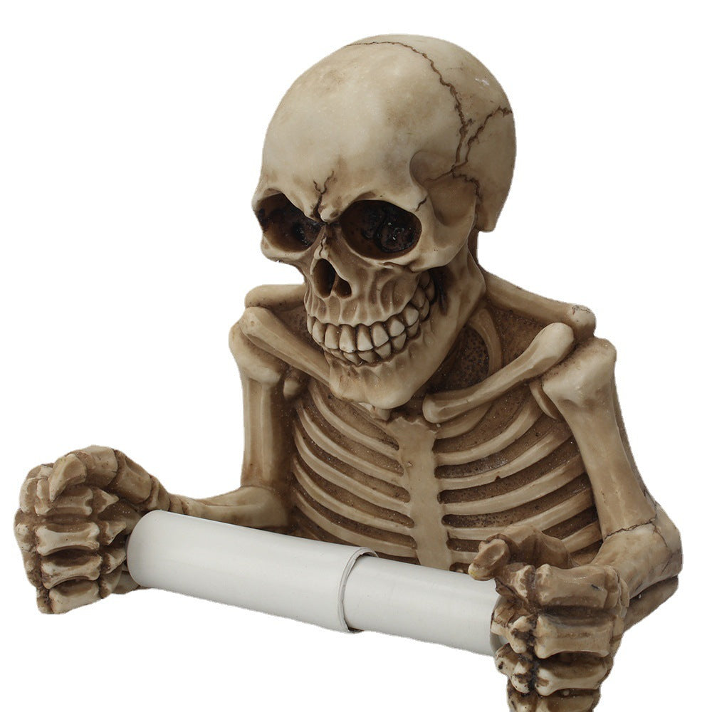 Retro resin wall-mounted skull tissue paper drawer creative horror face paper roll holder living room bedroom paper roll holder