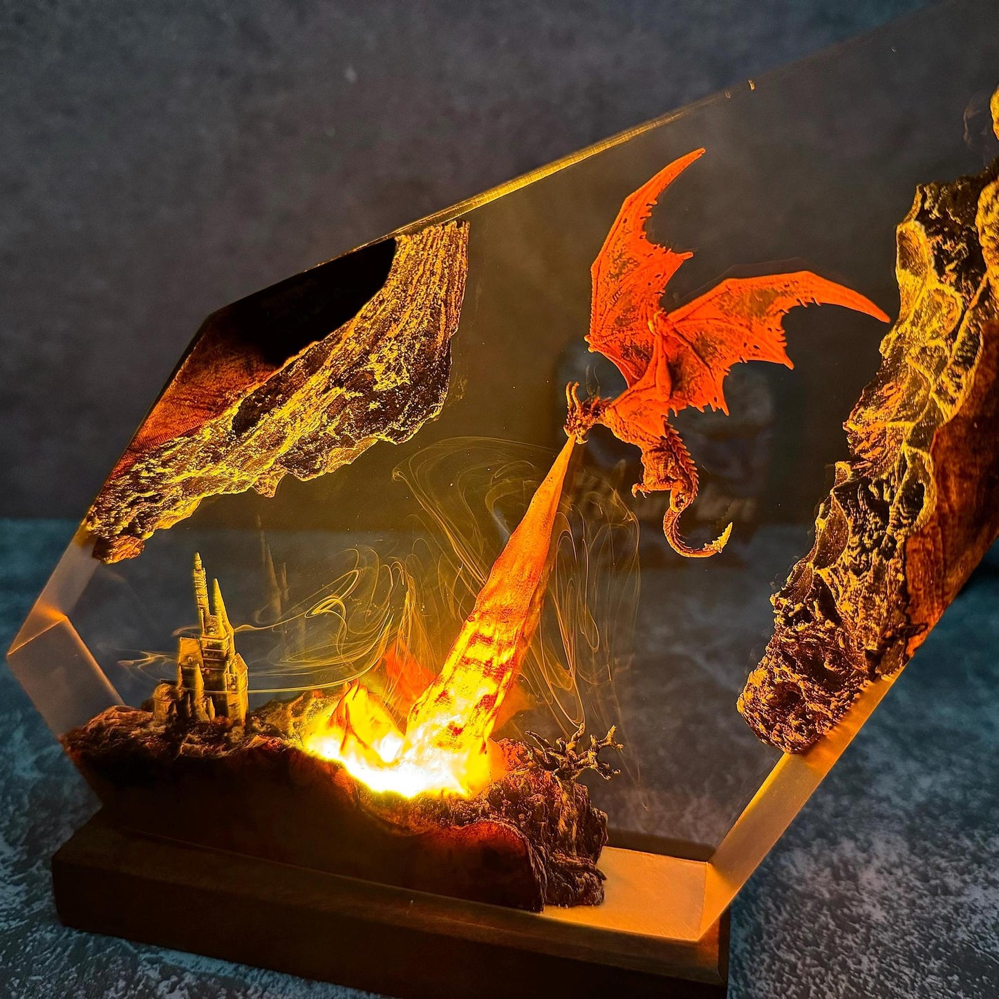 Fantasy Dragon Castle Resin Night Lamp – LED Table Light with Lava Glow & Enchanted Display