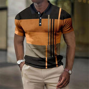 Summer Fashion Men's Polo Shirt Fashion Casual Men's Short Sleeve 3D Printing Button Golf Sweatshirt