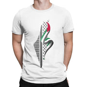 Retro Palestine Map T-shirt Men's Round Neck Cotton T-shirt Short sleeved T-shirt