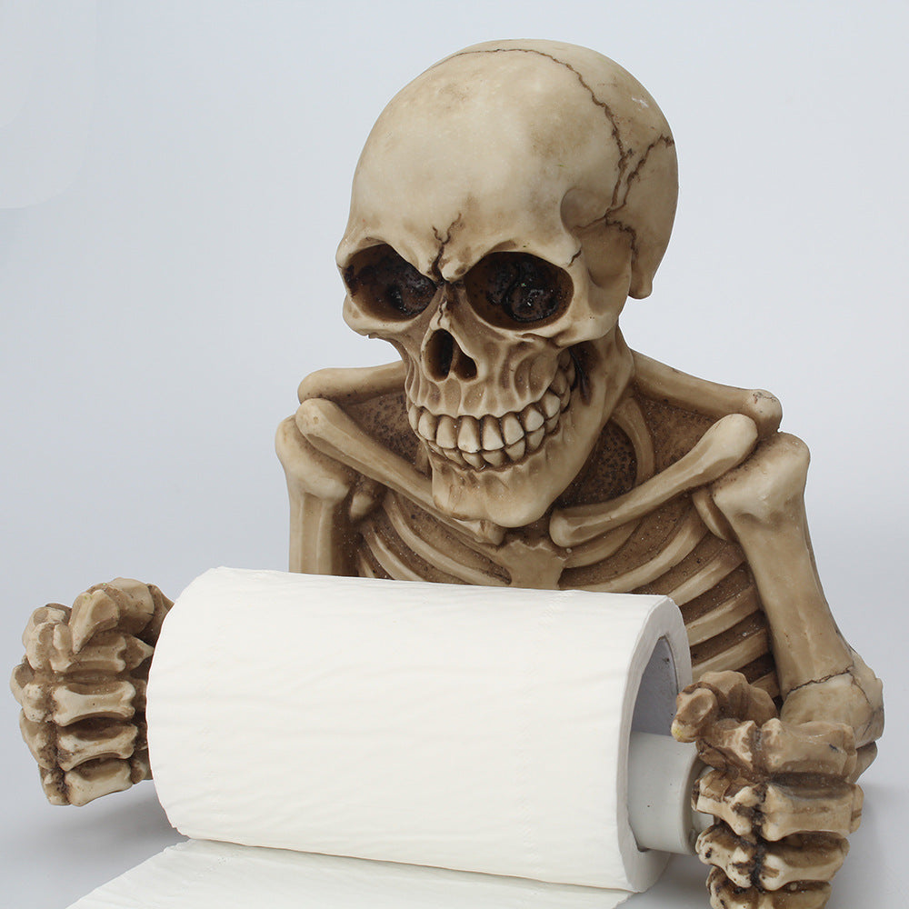 Retro resin wall-mounted skull tissue paper drawer creative horror face paper roll holder living room bedroom paper roll holder