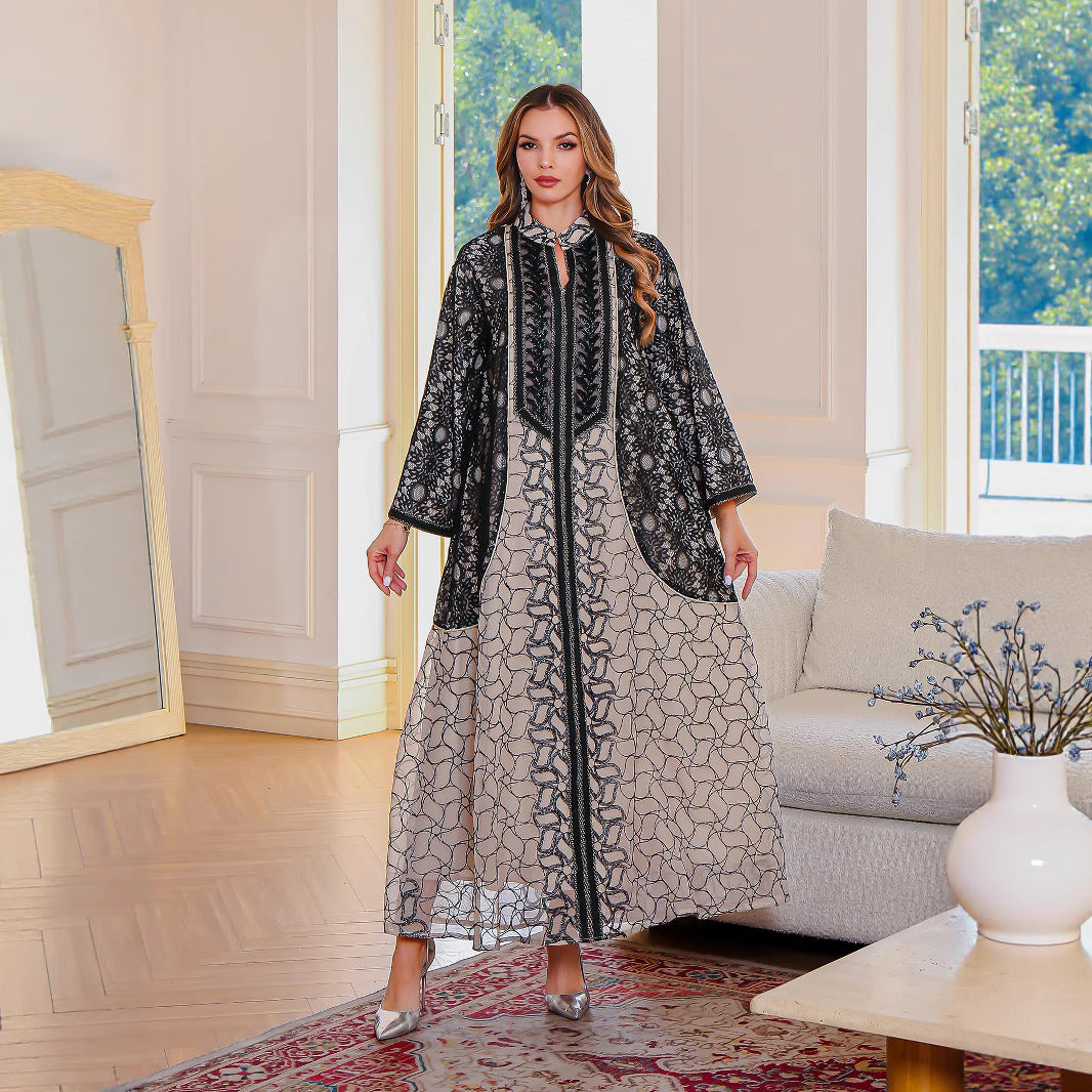 Embroidered robe Middle Eastern clothing Muslim women's clothing