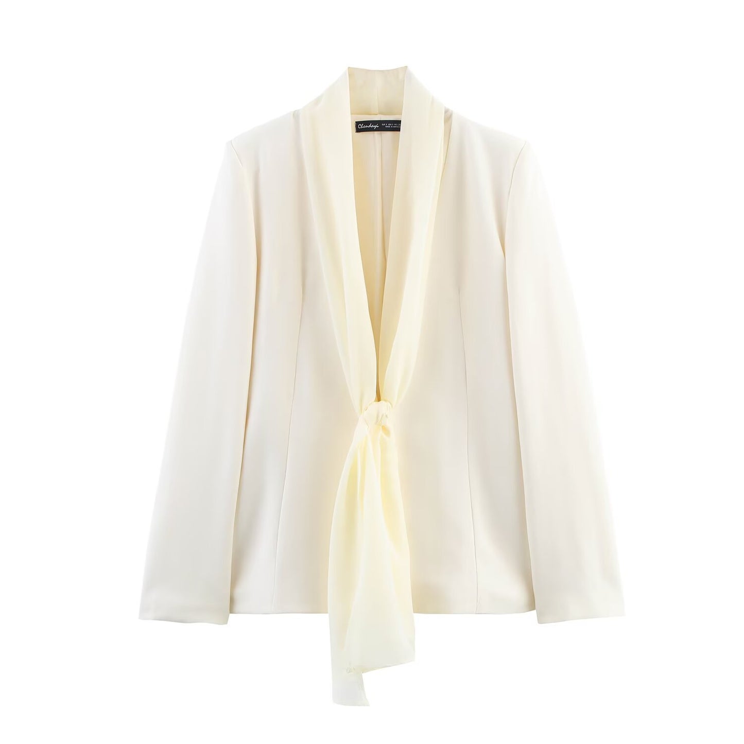 Thin scarf collar suit jacket+straight leg pants suit for women