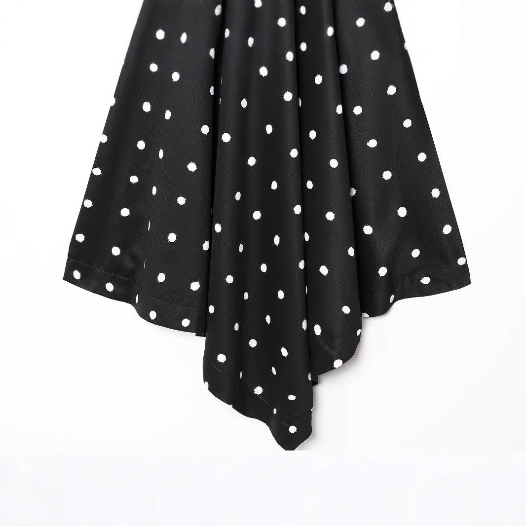 Women's Clothing INS Internet Celebrity Retro Black and White Polka Dot Sleeveless Vest Top