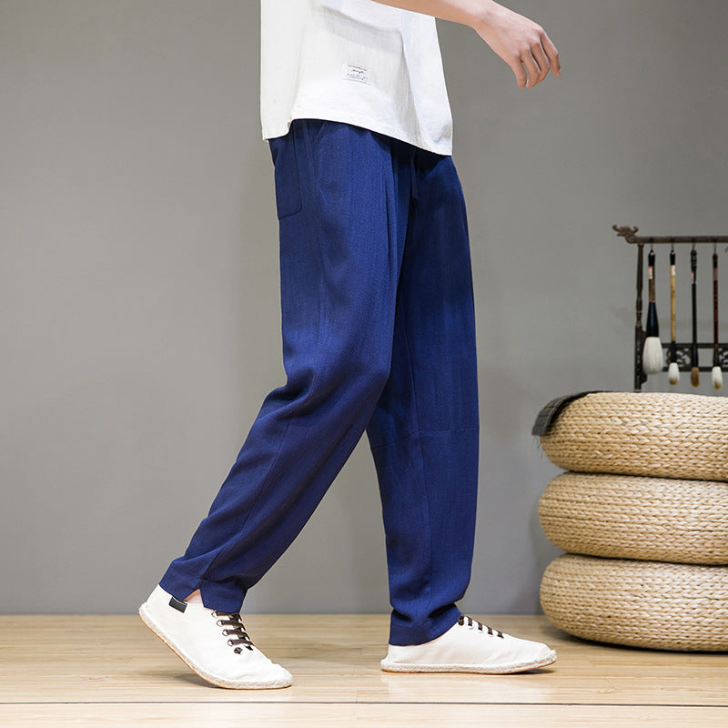 Cotton Linen Plus Size Casual Pants Men's Linen Trousers  Style Thin Trendy Long Pants