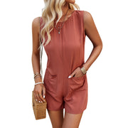 European and American women's clothing, spring and summer temperament, casual, solid color, and short jumpsuit