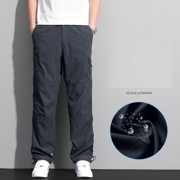 Men's summer thin multi pocket straight leg workwear pants