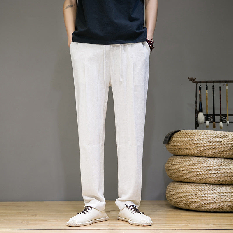 Cotton Linen Plus Size Casual Pants Men's Linen Trousers  Style Thin Trendy Long Pants