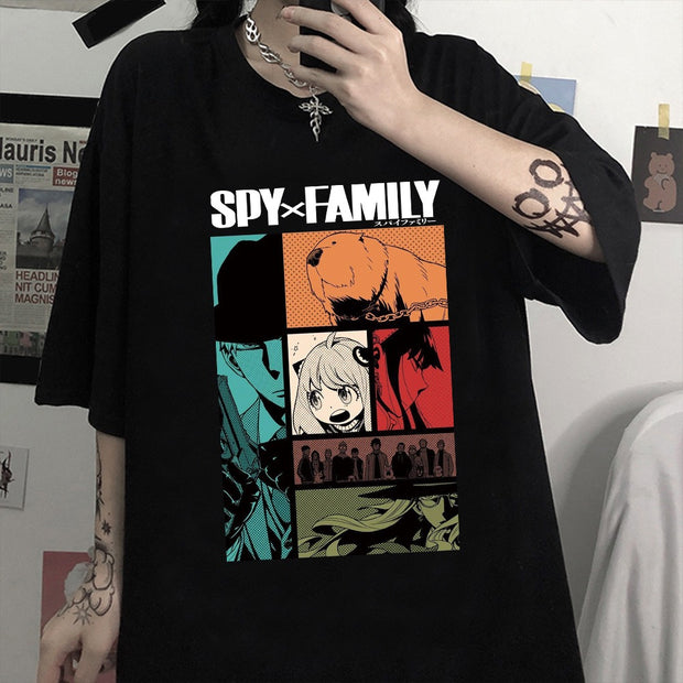 Spy House Anime Pullover T-shirt Loose Summer Short Sleeves for Men and Women