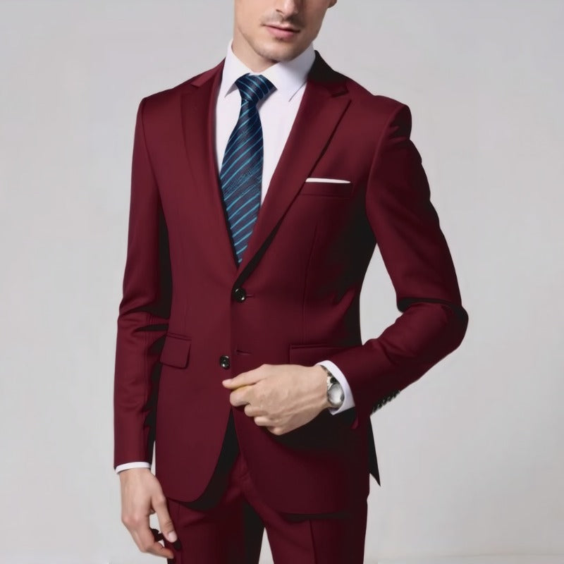 Business Casual Suit Set -  Style Slim Fit Men's Two-Piece Suit