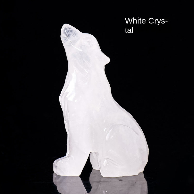 Crystal Wolf Cub Figurine – Natural Gemstone Animal Ornament | crystal Decoration Item