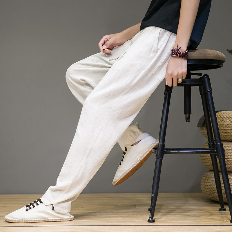 Cotton Linen Plus Size Casual Pants Men's Linen Trousers  Style Thin Trendy Long Pants