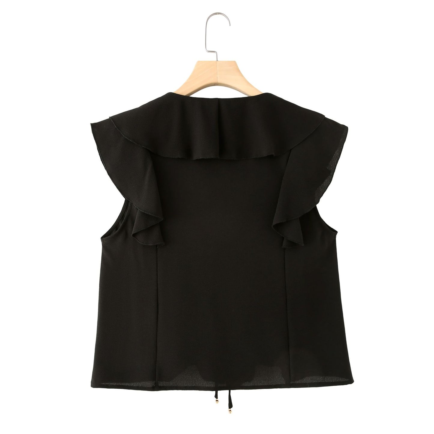 Women's Layered Decorative Sleeveless V-neck Blouse and Elegant Mid-waist Skirt Pants