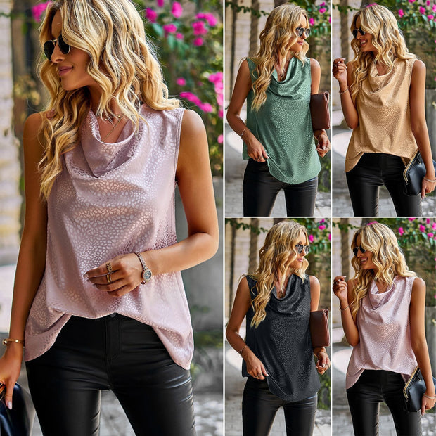 Spring and Summer New Product Temperament lady's Wear Ironed Collar Sleeveless Top Fashion