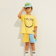 Children T shirt short sleeved color matching cotton children set