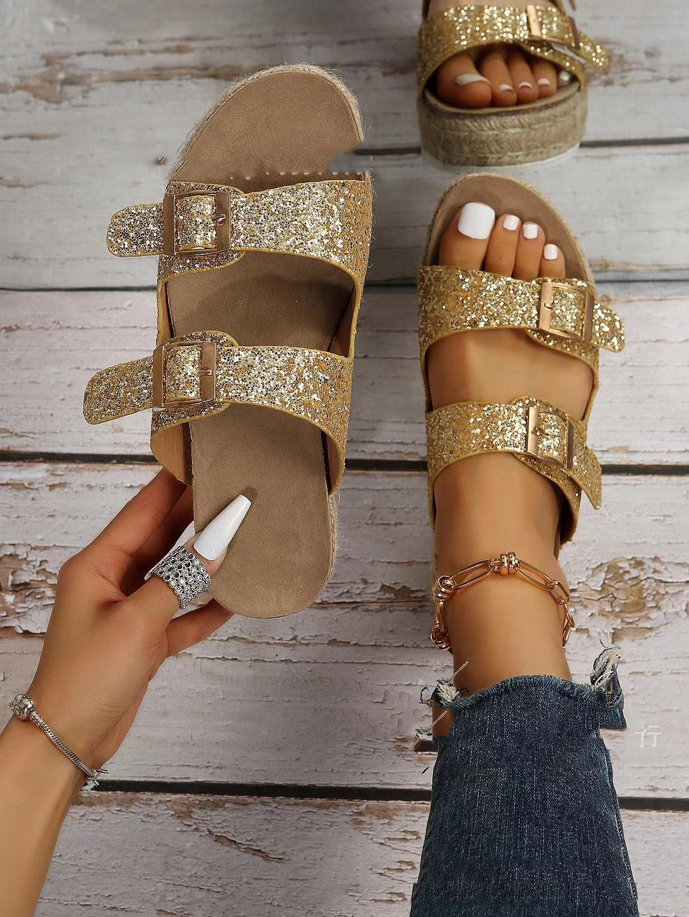 Women's slippers for outdoor wear in summer, forest-style retro thick-soled hemp rope lazy casual sandals